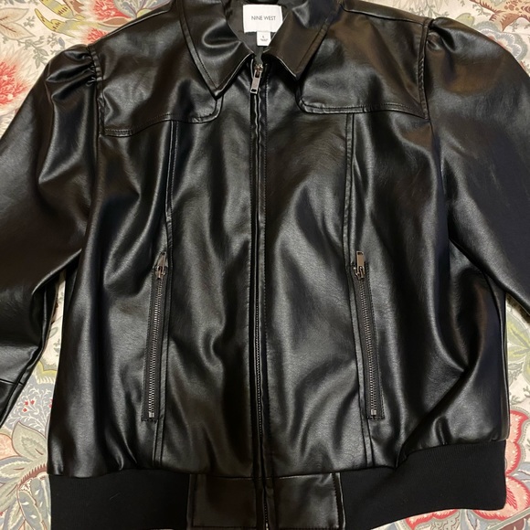 Nine West Jackets & Blazers - Woman’s Nine West black, faux leather bomber jacket. Size large.